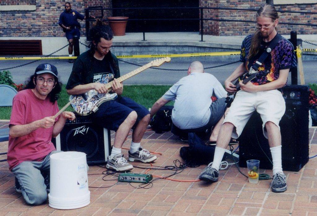 David Grollman, Jeremy Price, and John Horsby perform with aminibigcircus at Baltimore's Artscape 2000
