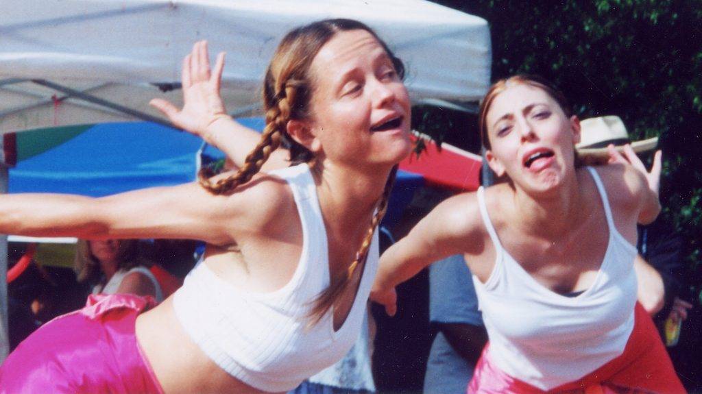 Julie M. Anderson and Marissa DeVita perform with aminibigcircus at Baltimore's Artscape 2000